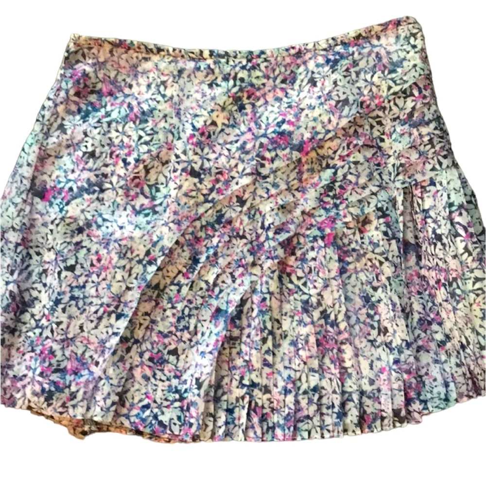 EUC Banana Republic Sz 8 Asymmetrical Pleated Purple print skirt
